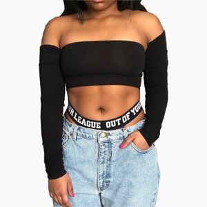 Basic Off The Shoulder Black Tube Top♟🖤